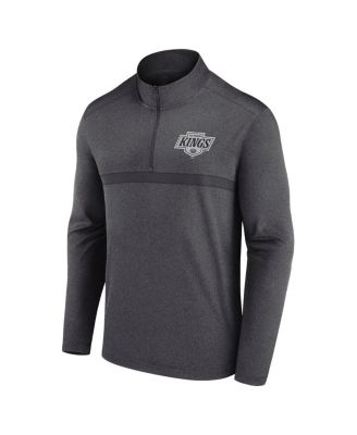Men's Heather Charcoal Los Angeles Kings Head-to-Head Raglan Quarter-Zip Sweatshirt
