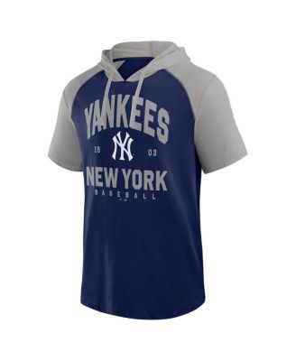 Men's Navy New York Yankees Prime Raglan Short Sleeve Hoodie T-Shirt