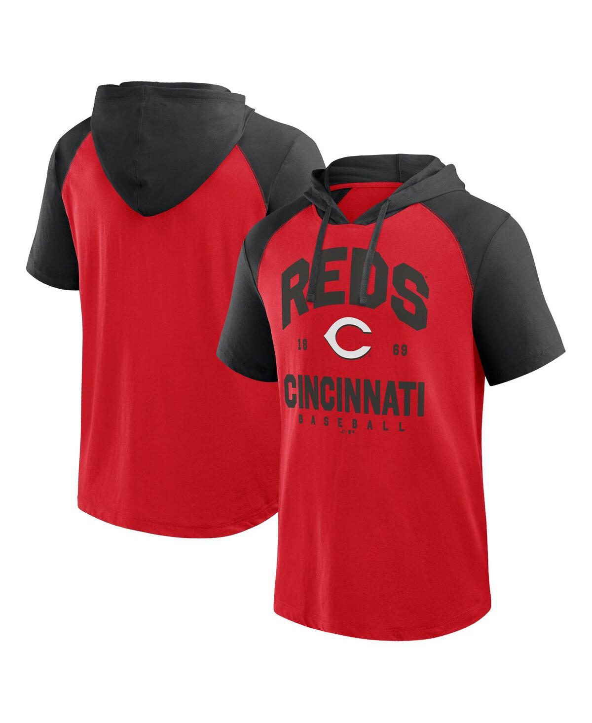 Fanatics Men's Red Cincinnati Reds Prime Raglan Short Sleeve Hoodie T-Shirt - Red