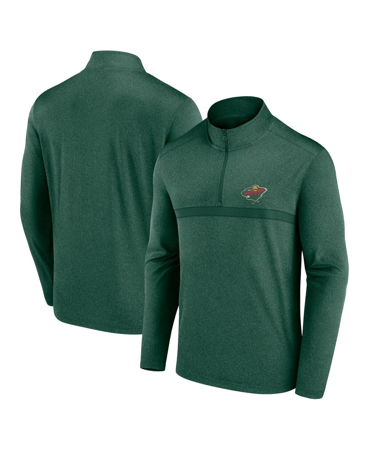 Men's Dark Heather Green Minnesota Wild Head-to-Head Raglan Quarter-Zip Sweatshirt - Dark Heather Green