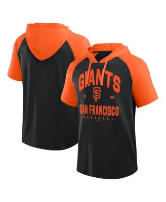 Fanatics - Men's Black San Francisco Giants Prime Raglan Short Sleeve Hoodie T-Shirt