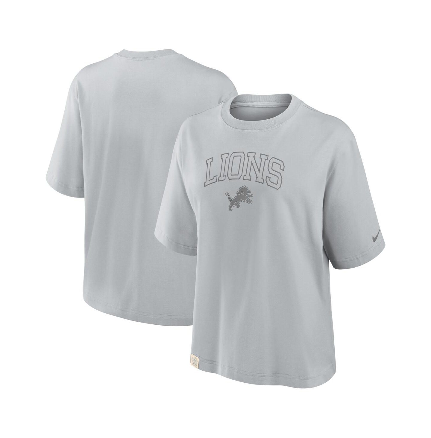 Женская футболка Nike Gray Detroit Lions Glory Arch Boxy — фото 1