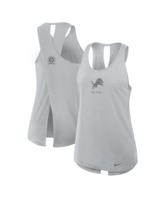 Nike - Women's Gray Detroit Lions Glory Crisscross Performance Tank Top