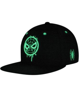 Big Boys and Girls Black Spider-Man Glow-in-the-Dark Snapback Hat