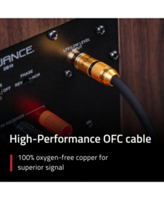 Premium Grade Subwoofer Cable with Gold Plated RCA Connectors for Subwoofer, Home Theater, Amplifier - 12 ft