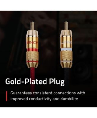 RCA Cable, 2-Male to 2-Male Gold-Plated Plugs for Preamplifier, CD player, Turntable, and Hi-Fi system - 6 Feet