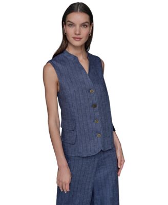 KARL LAGERFELD PARIS - Women's Pinstripe Button-Front Vest