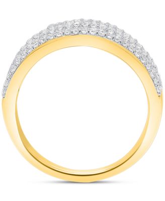 Diamond Round & Baguette Multirow Statement Ring (1 ct. t.w.) in Sterling Silver