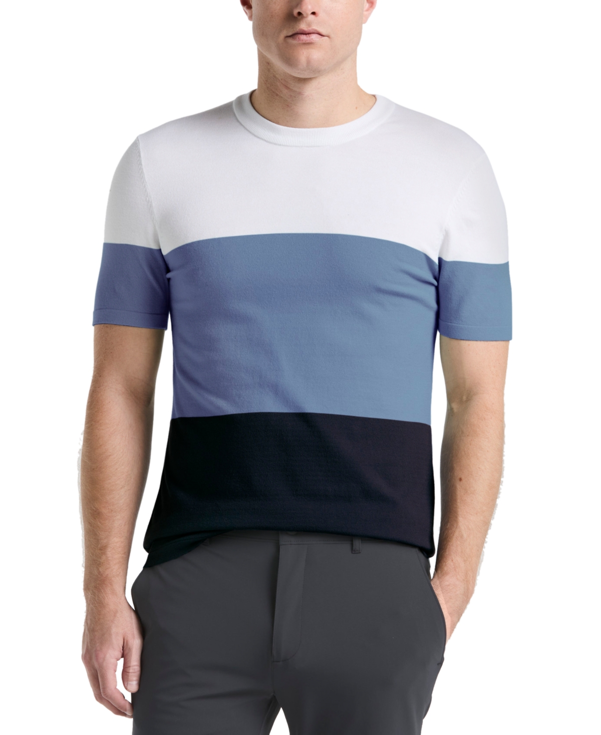 Men's Color Block Short Sleeve Crewneck T-shirt - Blue Mirage