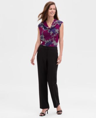 Kasper - Petite Straight Full-Length Pants