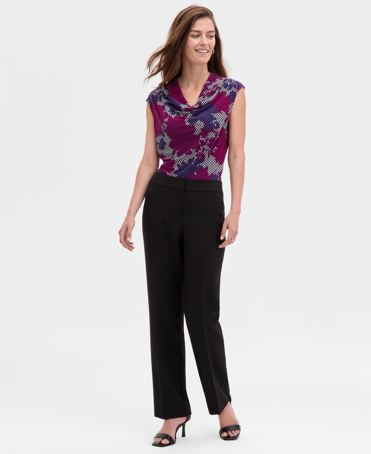 Petite Straight Full-Length Pants, Regular & Petite - Black