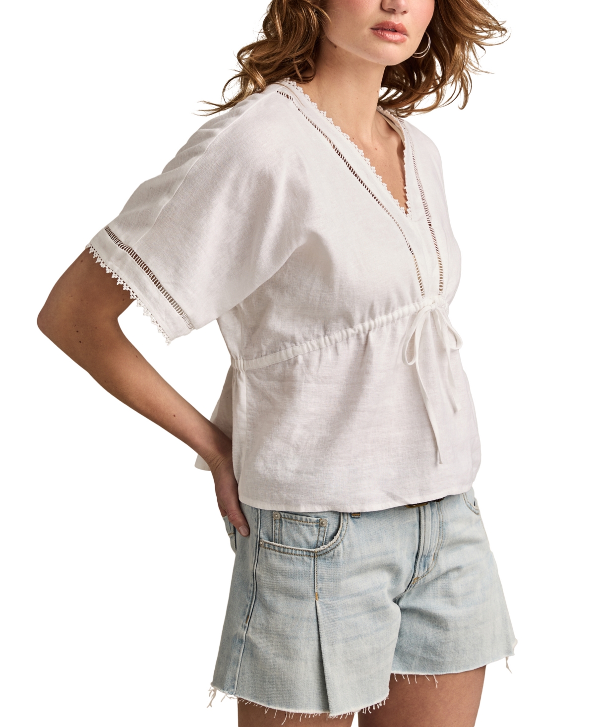 LUCKY BRAND LINEN V-NECK DOLMAN 