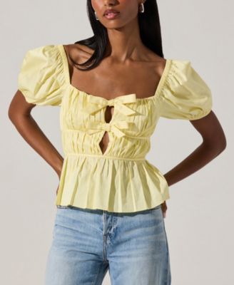 ASTR the Label - Women's Smocked Bow-Front Top