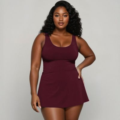 Plus Size Hayley Tankini-Style Swim Dress With Adjustable Straps and Hidden Bikini Bottoms