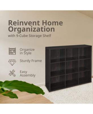 9 Cube Storage Shelf Bookshelf Home Organizer with Back Panel, Black