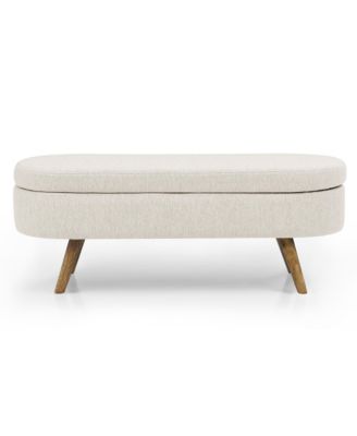  Ottoman Oval Storage Bench, Rubberwood Legs