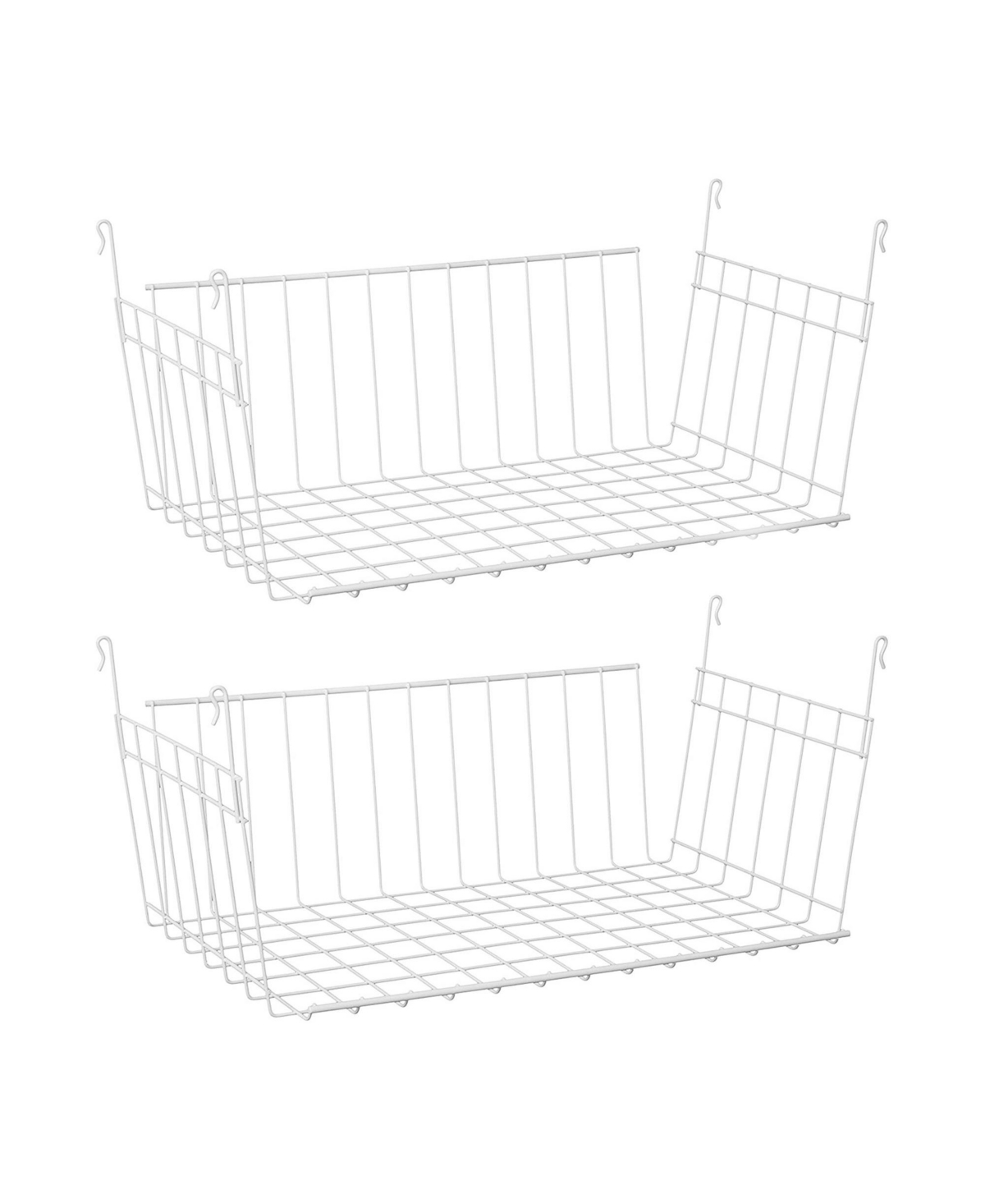 17 In Wide Hanging Basket for Wire Shelving Organizer, White (2 Pack) - White