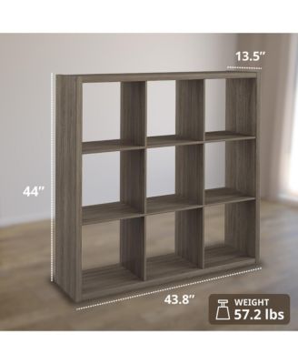 Decorative Bookcase Open Back 9-Cube Storage Organizer, Graphite Gray