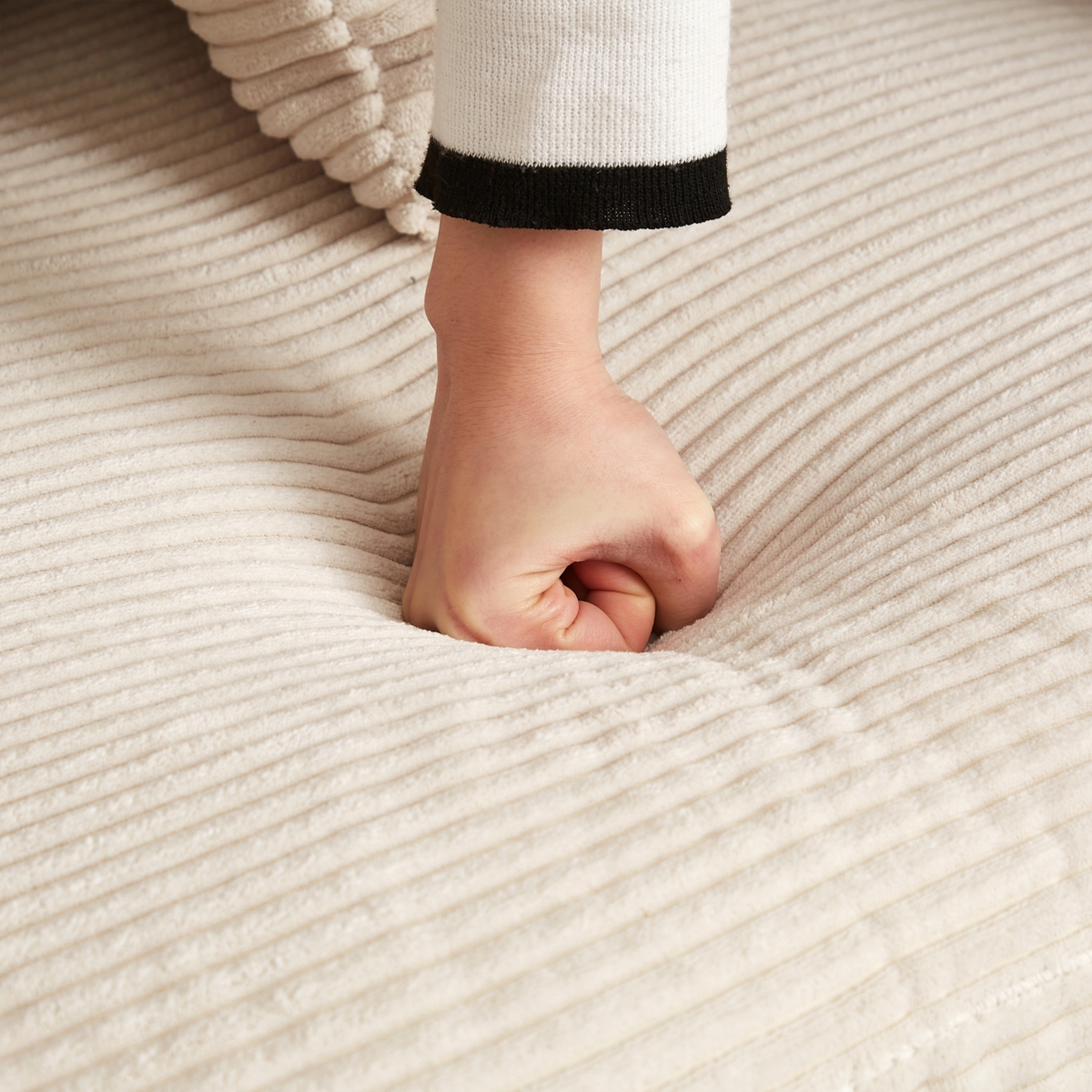 Streamdale Furniture Corduroy 3-Seater Cloud Couch with Footrests & Cushions