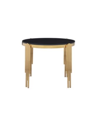 Round Glass Dining Table (38.6") w/ Polished Gold Legs