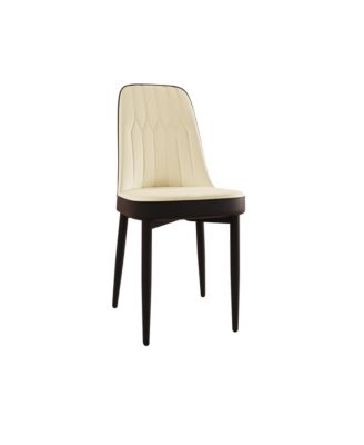 Streamdale Modern Dining Chair with PU Leather and Black Legs, Set of 4 (Beige and Black)