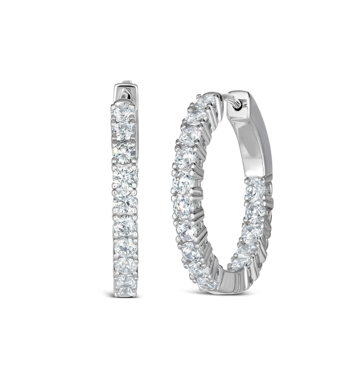 Inside Out 1 Carat Cz Crystalline Hoops - Platinum