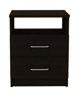 Nightstand with Open Compartment and Two Drawers for Bedroom Storage and Bedside Use
