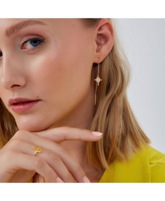 Northernstar Starbust Sterling Silver Chain Drop Earrings