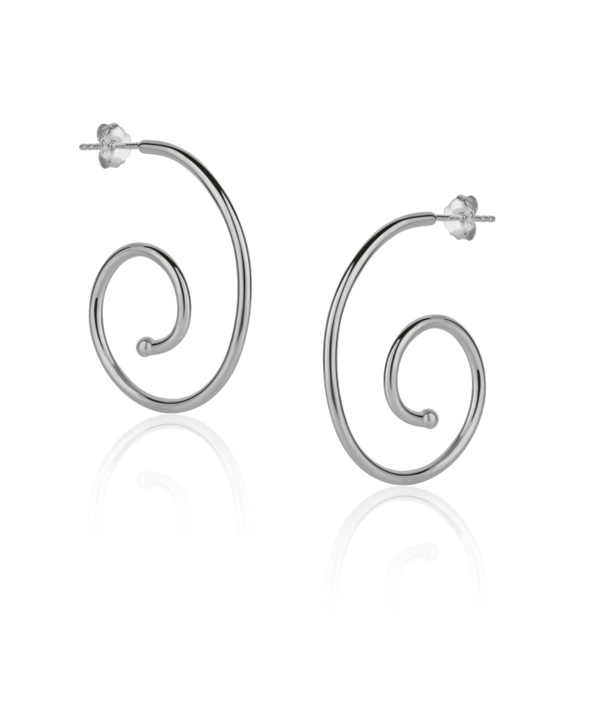 Spiral Sterling Silver Stud Earrings - Silver