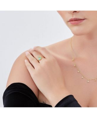 Green Four Leaves Clover Luck Ring Sterling Silver