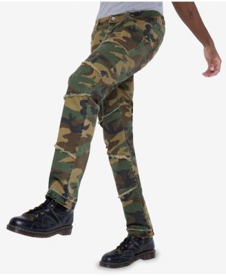 Men's Printed Pieced Fringed Stacked Jeans