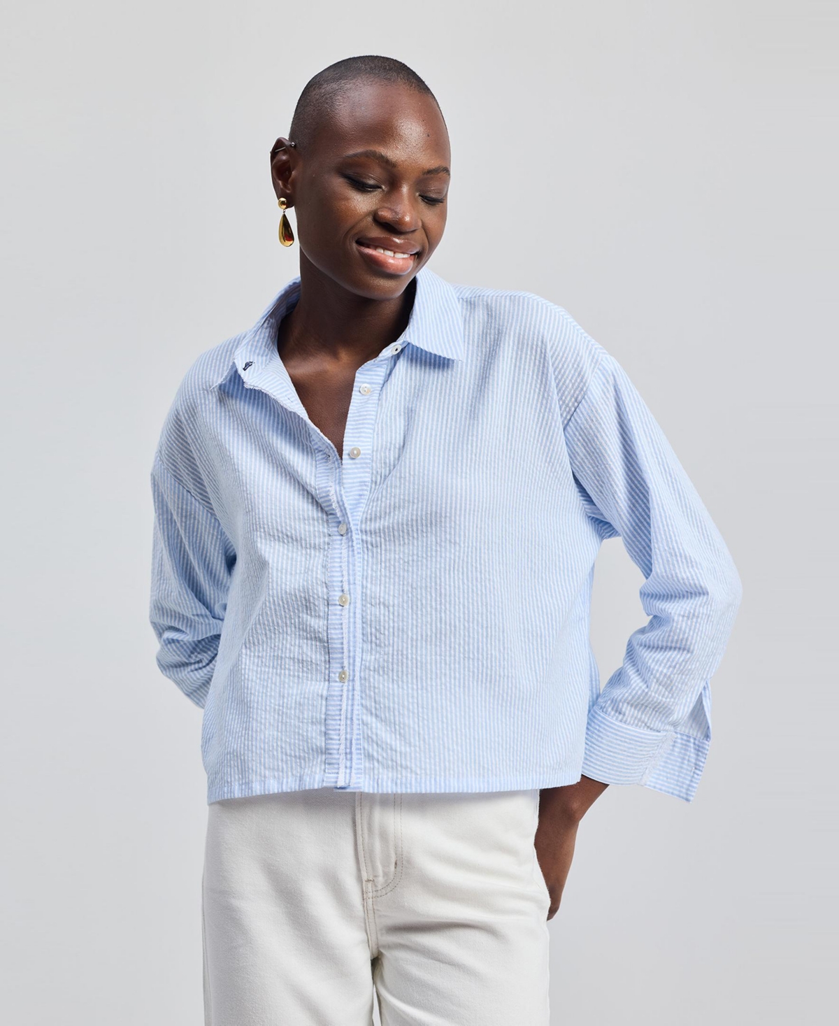 Women's Crop it like it s Hot Shirt in Stripes - Linear rhythm