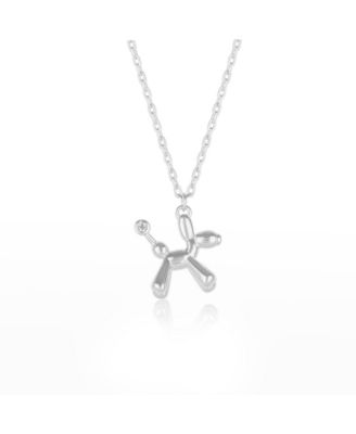 Balloon Dog Poodle Necklace In Sterling Silver