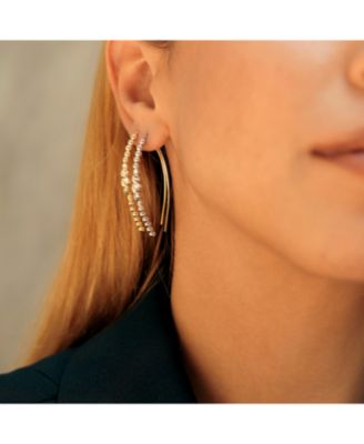 Beaded Pull Through Sterling Silver Earrings