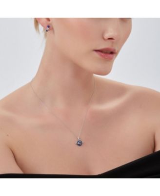 Blue Saturn Jewelled Sterling Silver Necklace