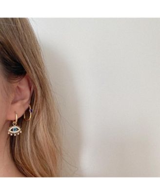 Evil Eye Earring Blue Eye Eyelash Sterling Silver Earring