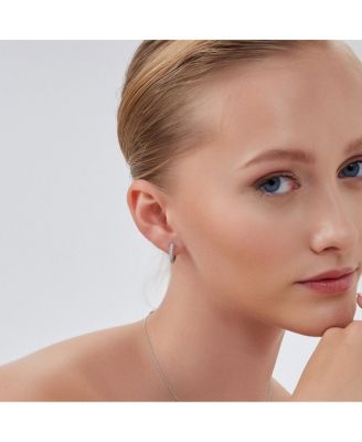 Pave Sterling Silver Hoop Earrings