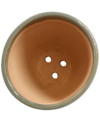 Large Ceramic Planter - Indoor or Outdoor Plant Pot with Drainage Holes - Seafoam Glaze Finish - 13" - Resort