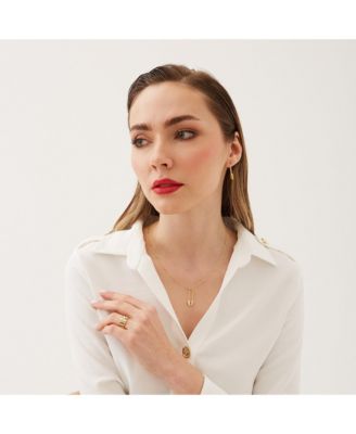 Sterling Silver Jewelled Safety Pin Necklace With Beaded Chain