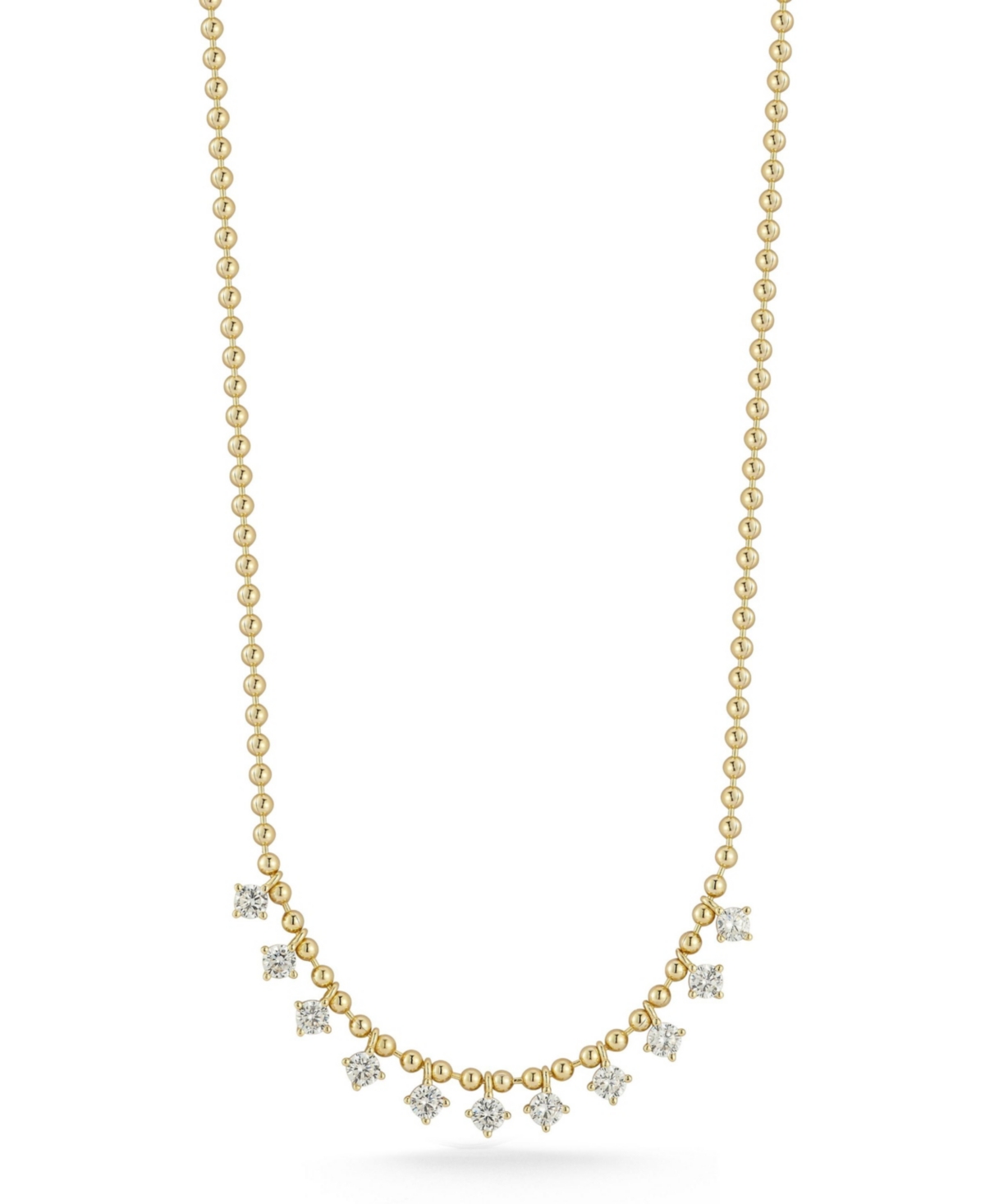 14K Gold Plated Sterling Silver Charm Necklace with Ball Chain - Gold-White