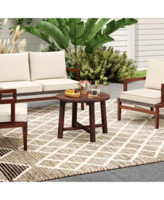 Patio End Table with Solid Wood Structure for Garden Deck Poolside and Indoors