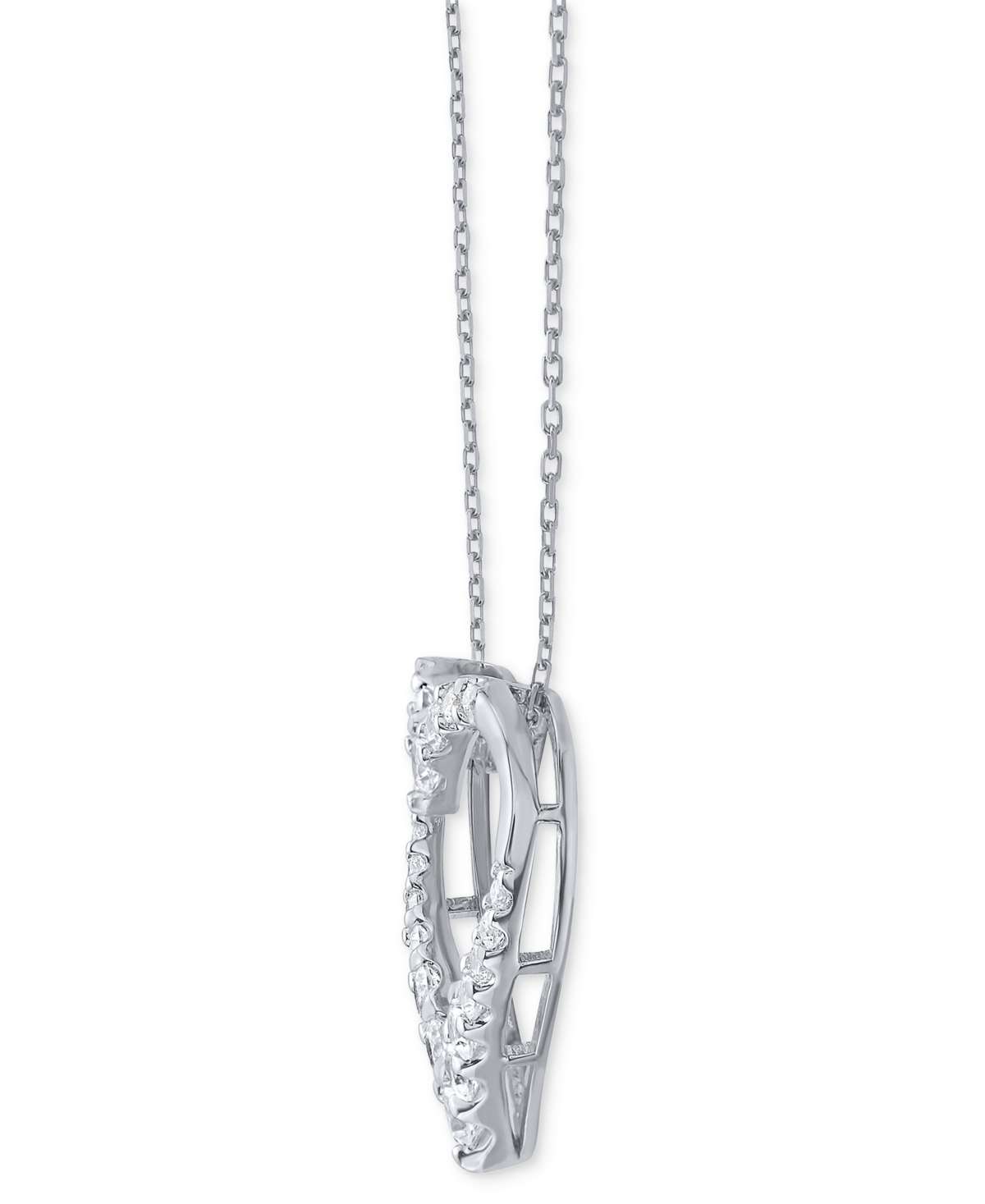 Macy's Diamond Heart 18" Pendant Necklace (3/4 Ct. T.w.) In 10k White Gold In Gold