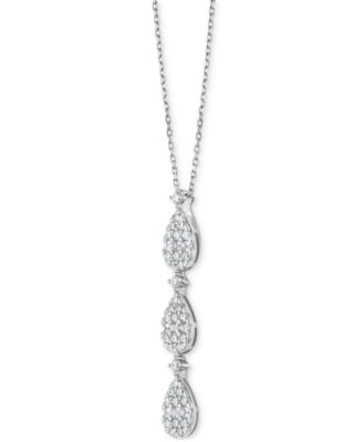 Diamond Tiered 18" Pendant Necklace (1/2 ct. t.w.) in 10k White Gold