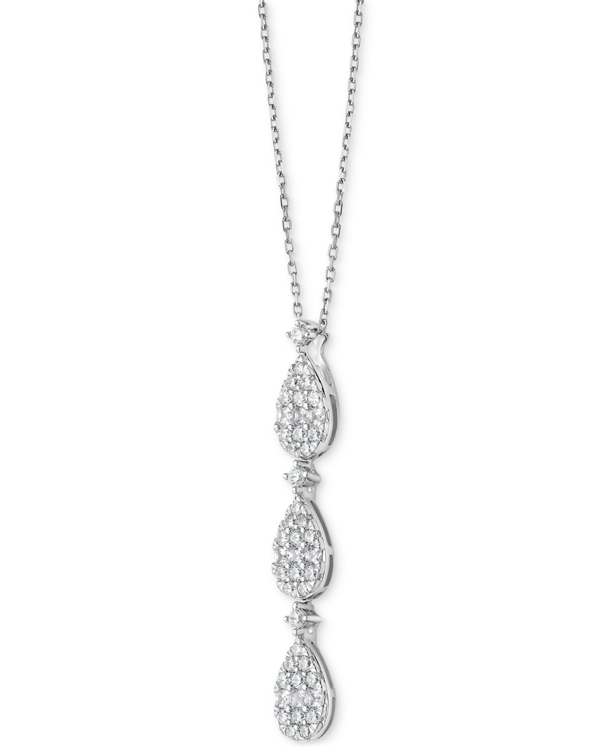 Macy's Diamond Tiered 18" Pendant Necklace (1/2 Ct. T.w.) In 10k White Gold In Gold