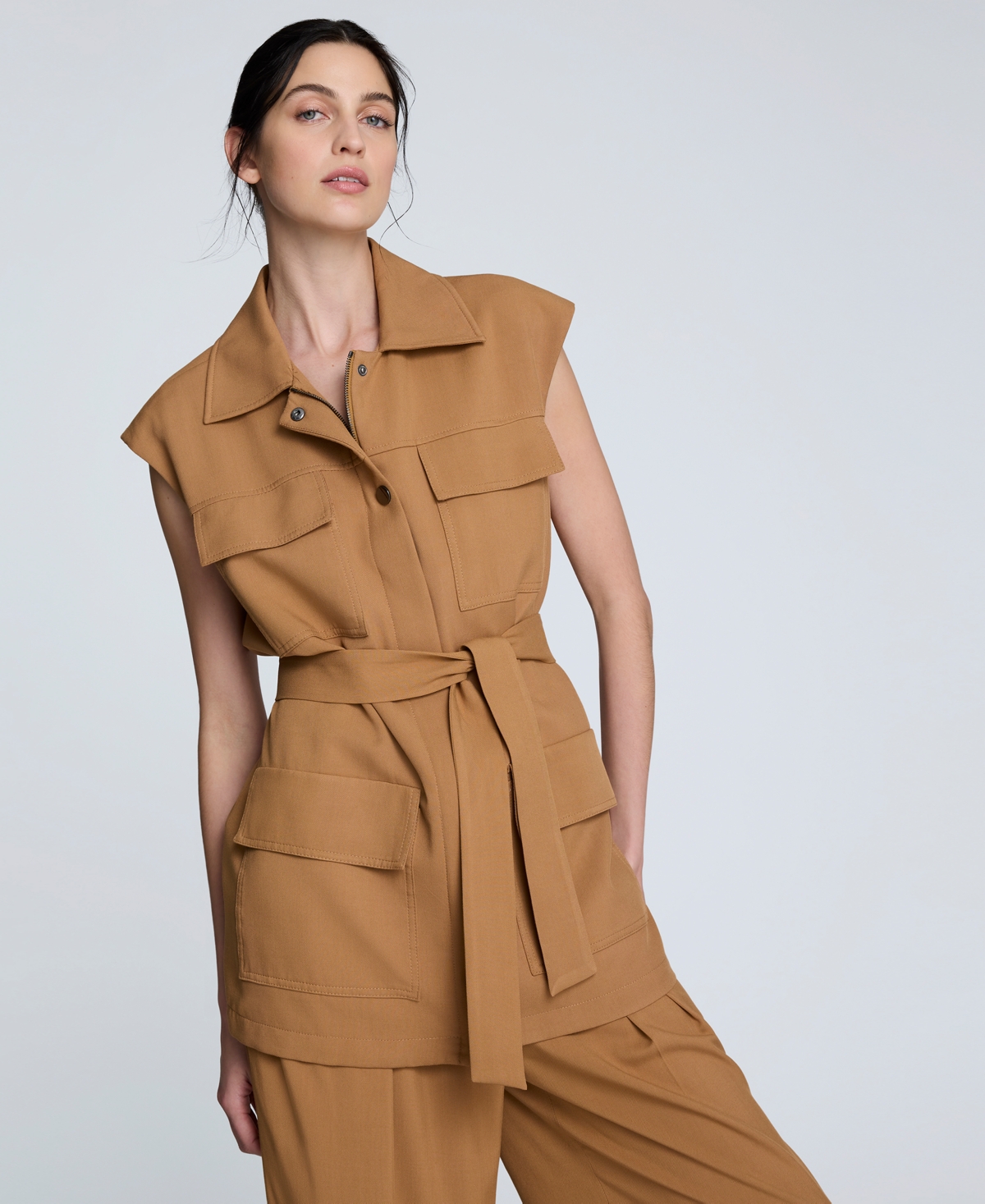 Women's Vision Twill Belted Cargo Vest - Tobacco