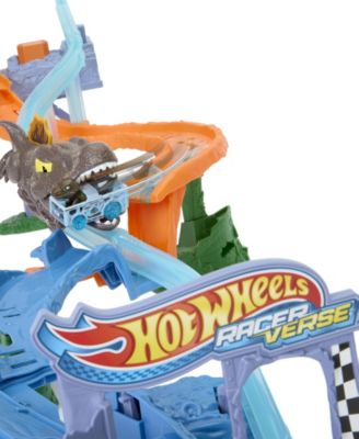 RacerVerse Jurassic World Crash & Splash Track Set & Die-Cast Dinosaur Toy Car