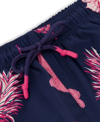 Men's Tropical-Pattern Woven Swim Trunks