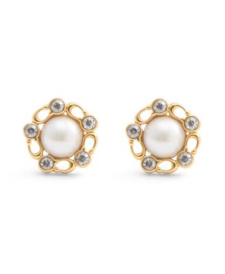 Faux Stone Signature Heritage Cultivated Pearl Stud Earrings