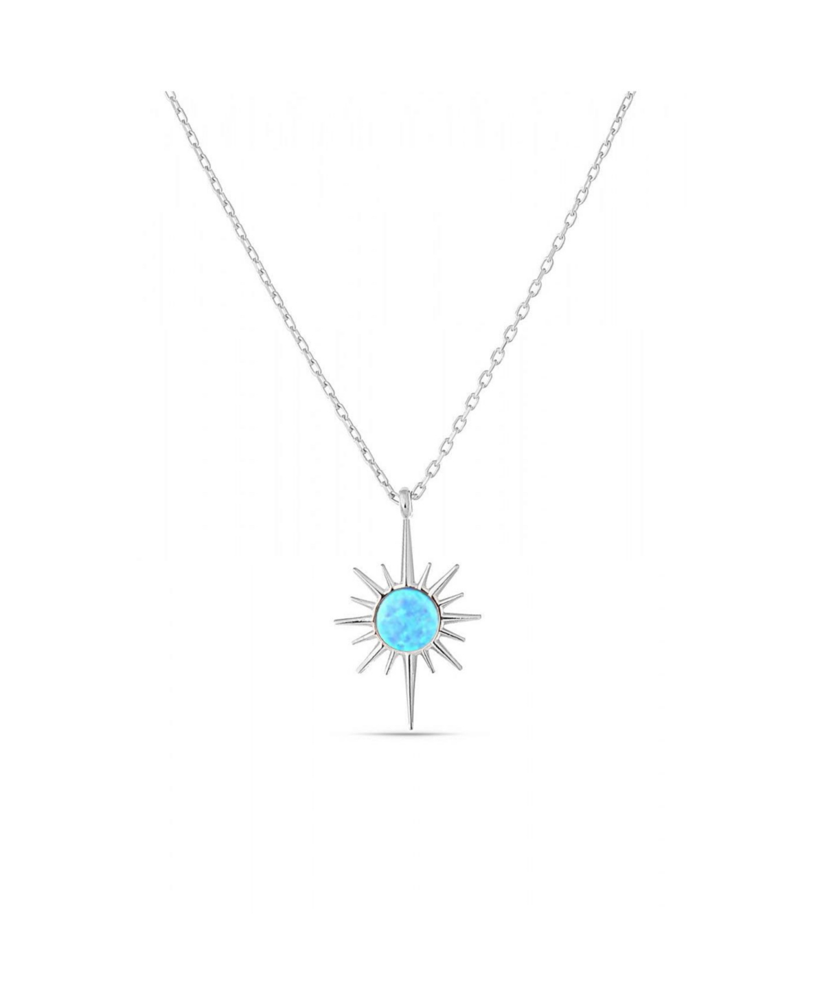 Blue Opal Northernstar Sterling Silver Pendant Necklace - Rose gold