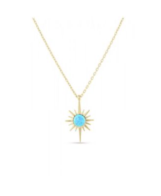 Spero London Blue Opal Northernstar Sterling Silver Pendant Necklace - Gold 72$